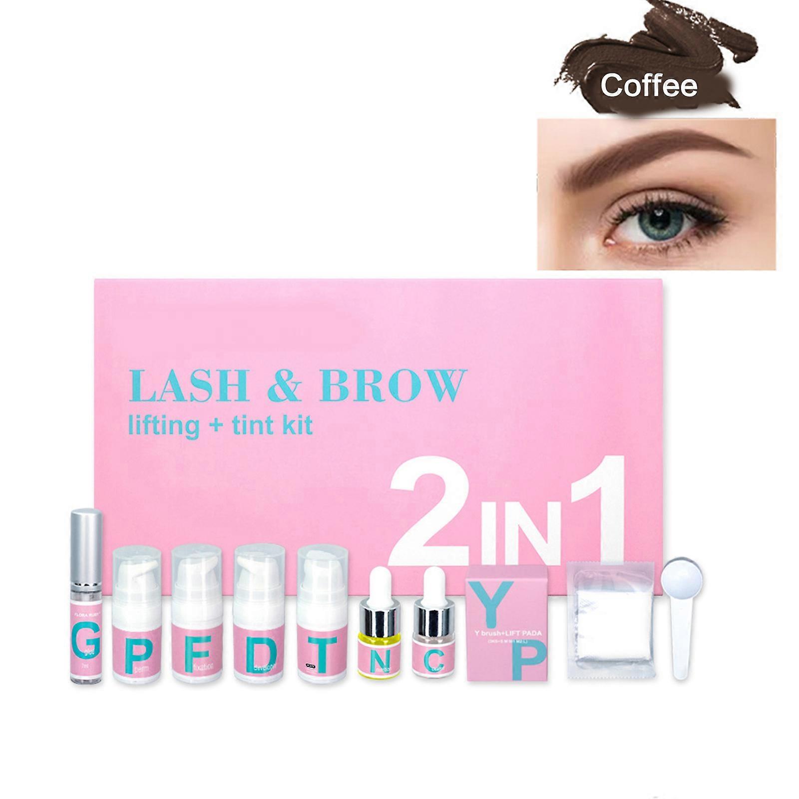 11Pcs/set Eyelashes Lifting Kit Eyelashes Lifting Perm Lotion Fixing Film Curly Eyelashes Home Professional Kit Brown