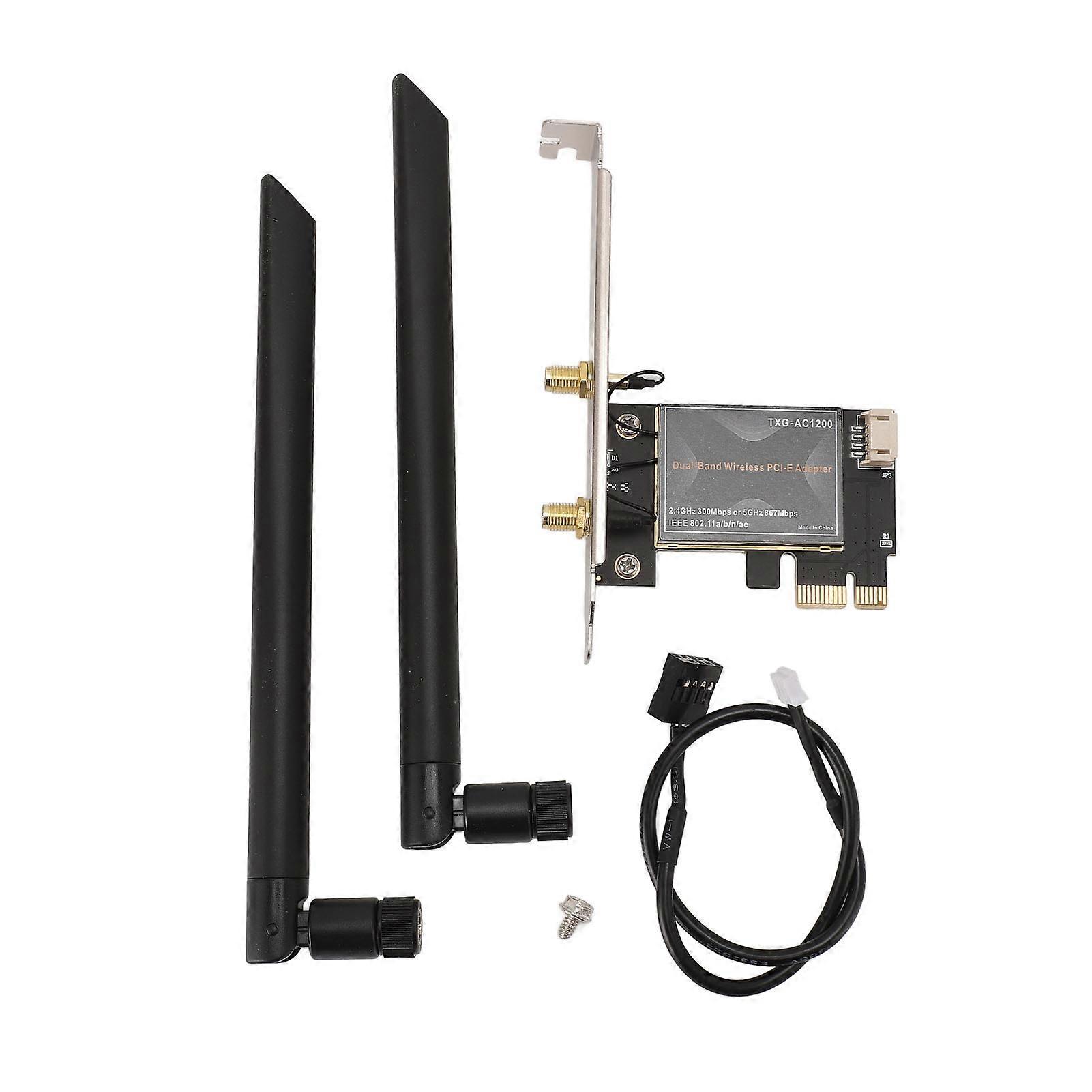 Network Card Adapter 1435ac 867Mbps Bluetooth 4.1 PCIEx1 with Dual Antenna for Windows 7 8 10