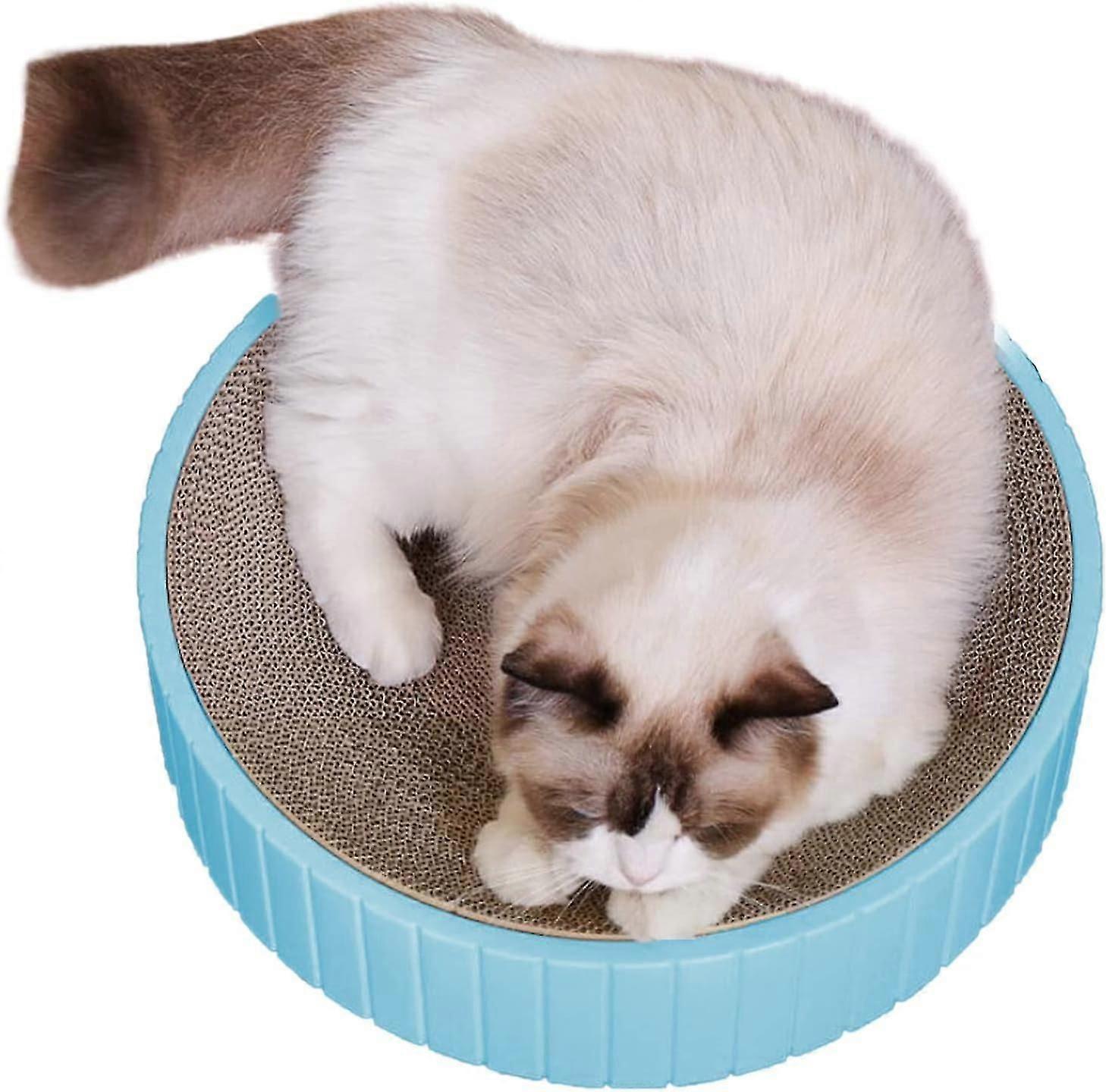 Round Cat Scratcher Board - Corrugated Scratch Pad for Cat Kitten Lounge Bed, Durable Scratcher