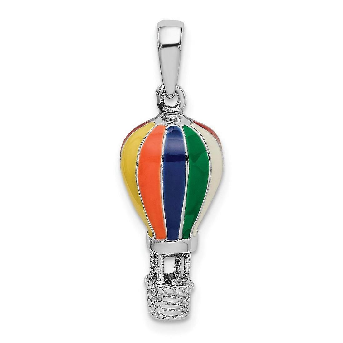 925スターリングシルバーロジウムメッキ3Dエナメル熱気球ペンダントネックレス-女性用ペンダント