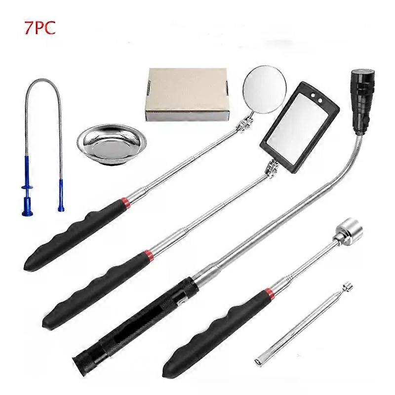 360 Inspection Mirror LED Light Telescoping Mirrors Extend Mechanic Tools Inspection Mirror Telescopic Handle Repairing Tools