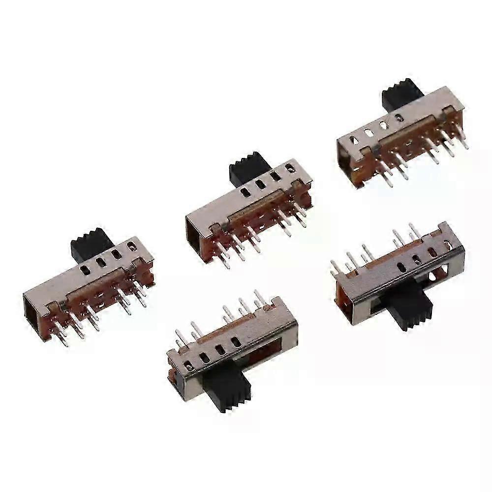 5Pcs 4 Position 10P 2P4T Panel Mount Micro Slide Switch Latching Power Switch