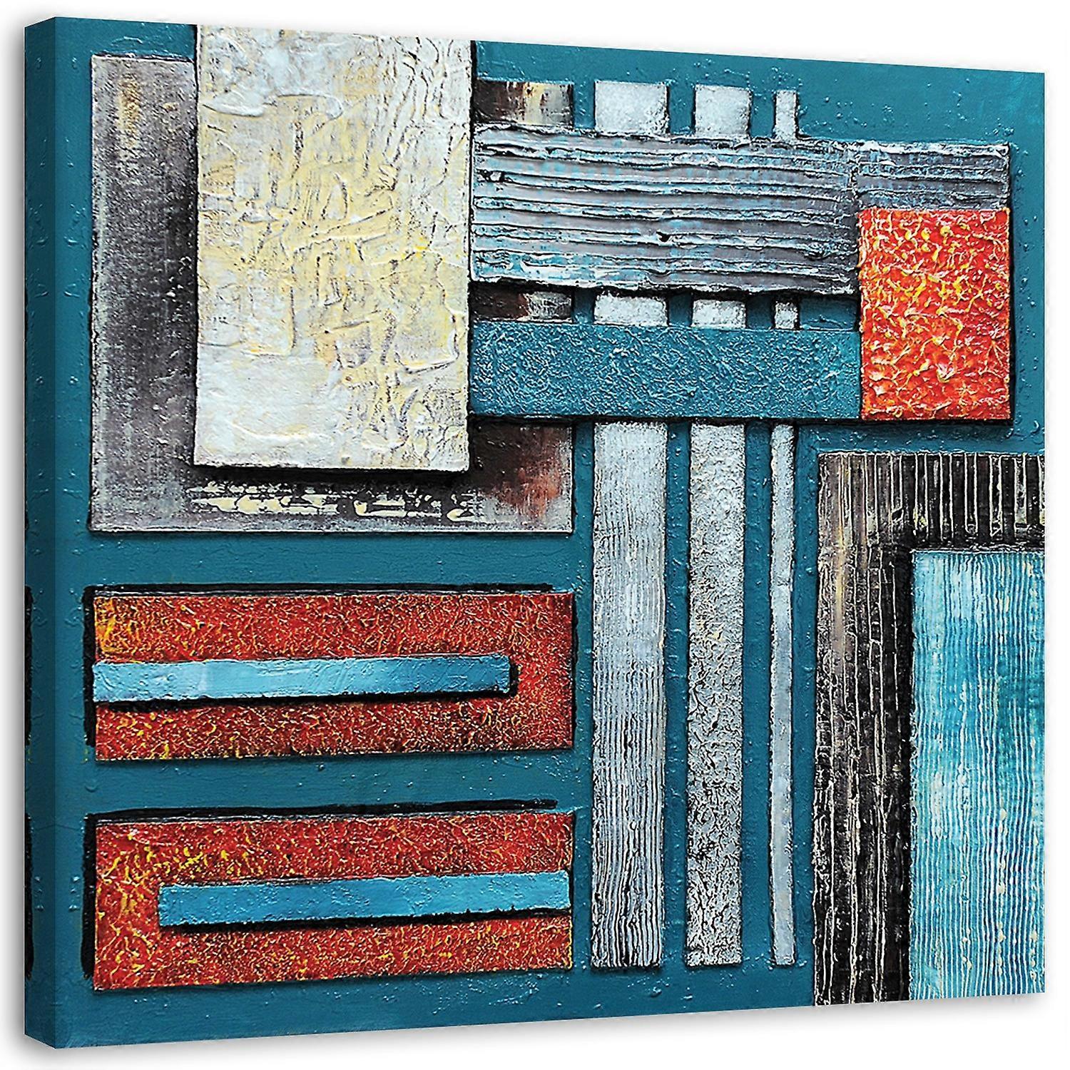 Impression sur toile, Abstraction Composition avec du bleu - 30x30