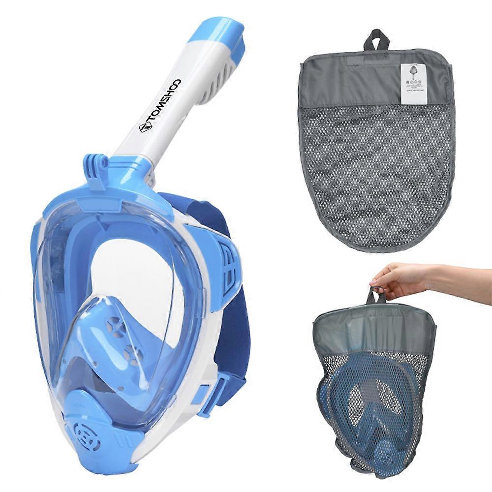 Upgraded Full Face Snorkel Anti Fog Waterproof with 180° Wide View for Swimming and Diving Snorkle Mask Set Adult