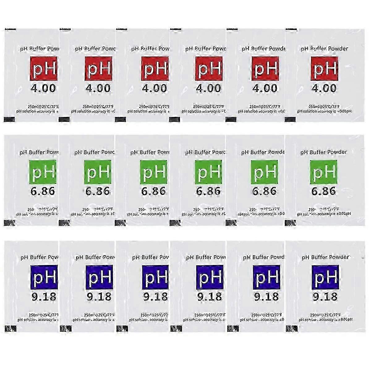 18 Pack PH Meter Buffer Solution Powder 6.86/4.00/9.18, PH Calibration Solution Packets for Precise PH Meter  .