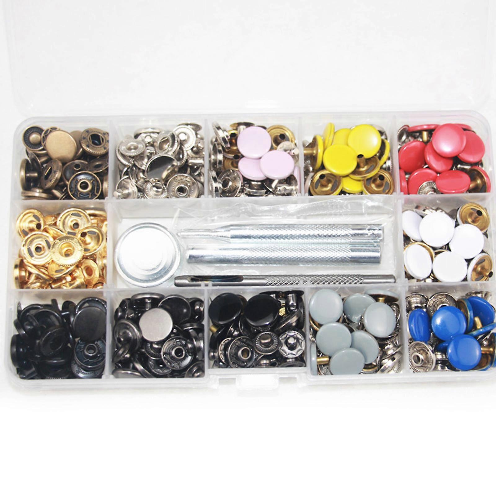 120 Sets Round Snap Fastener Kit Metal Snap Button Decorative Clothing Button Press Stud Button Sewing Fastener 12 Color