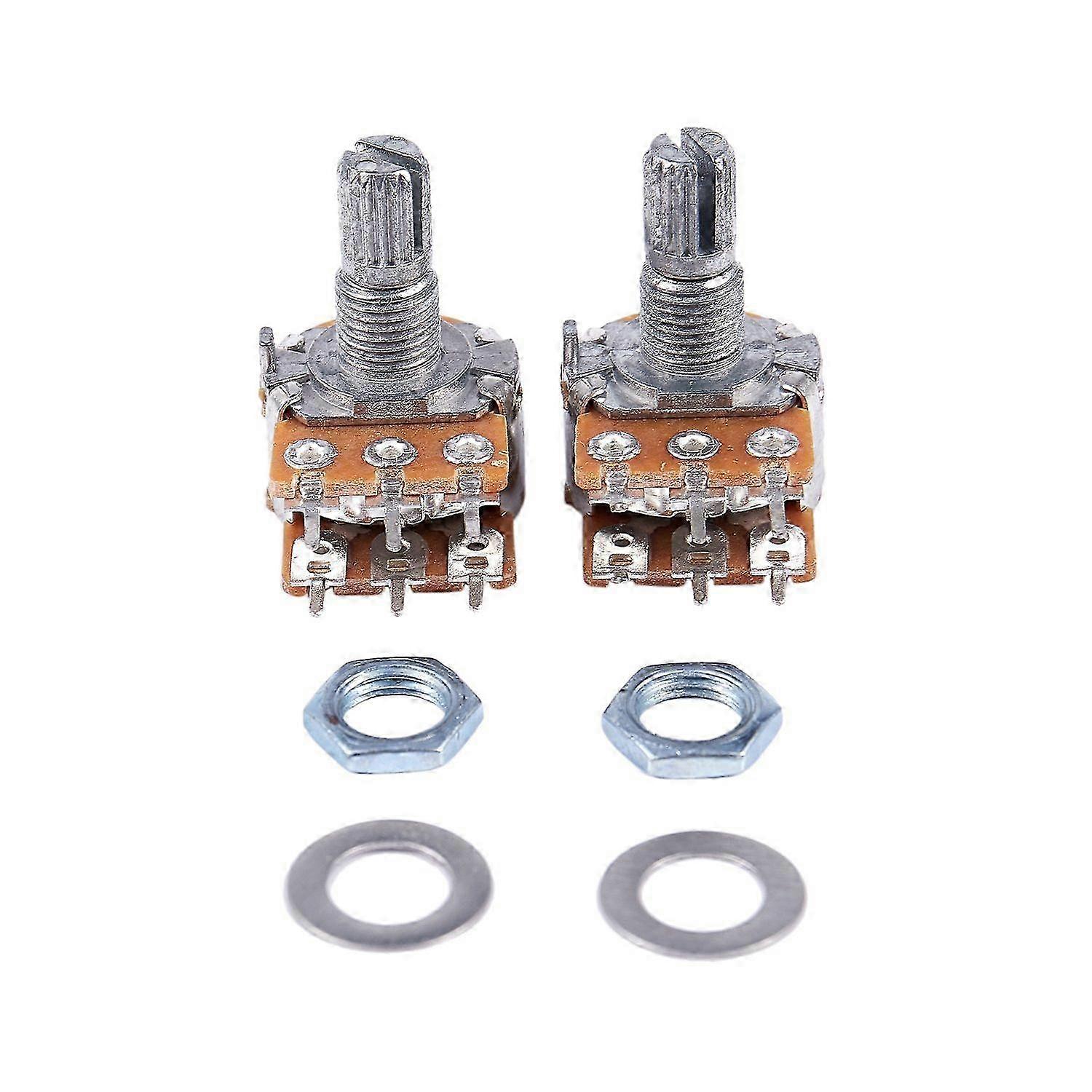 2 Pcs B50K 50K Ohm 6 Terminals Dual Linear Rotary Taper Potentiometers