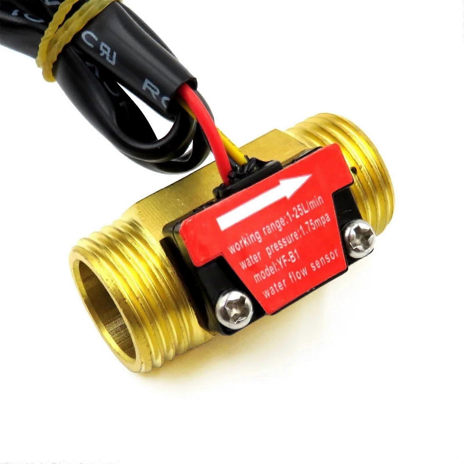 Pure Copper Water Flow Sensor G1/2 Pulse Hall Flow Meter Switch 1.75 Mpa 1-25L/Min Counter Indicator
