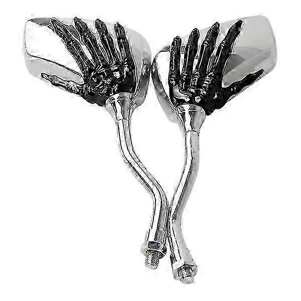 Universal Scooter Rearview Mirror with Chrome Skeleton Skull Hand Claw Design for Motorbike