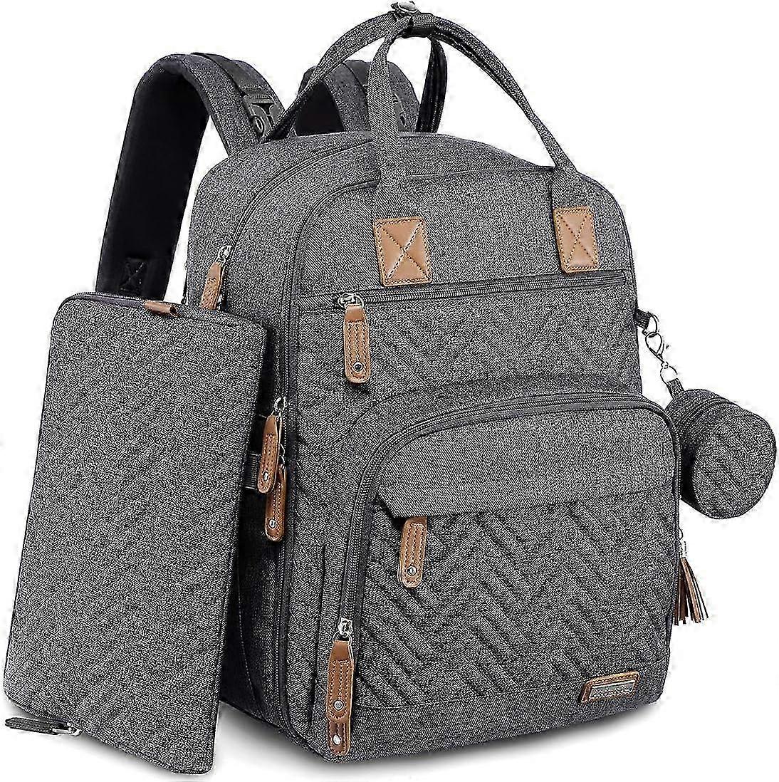 Black Diaper Changing Backpack with Integrated Nappy Pocket