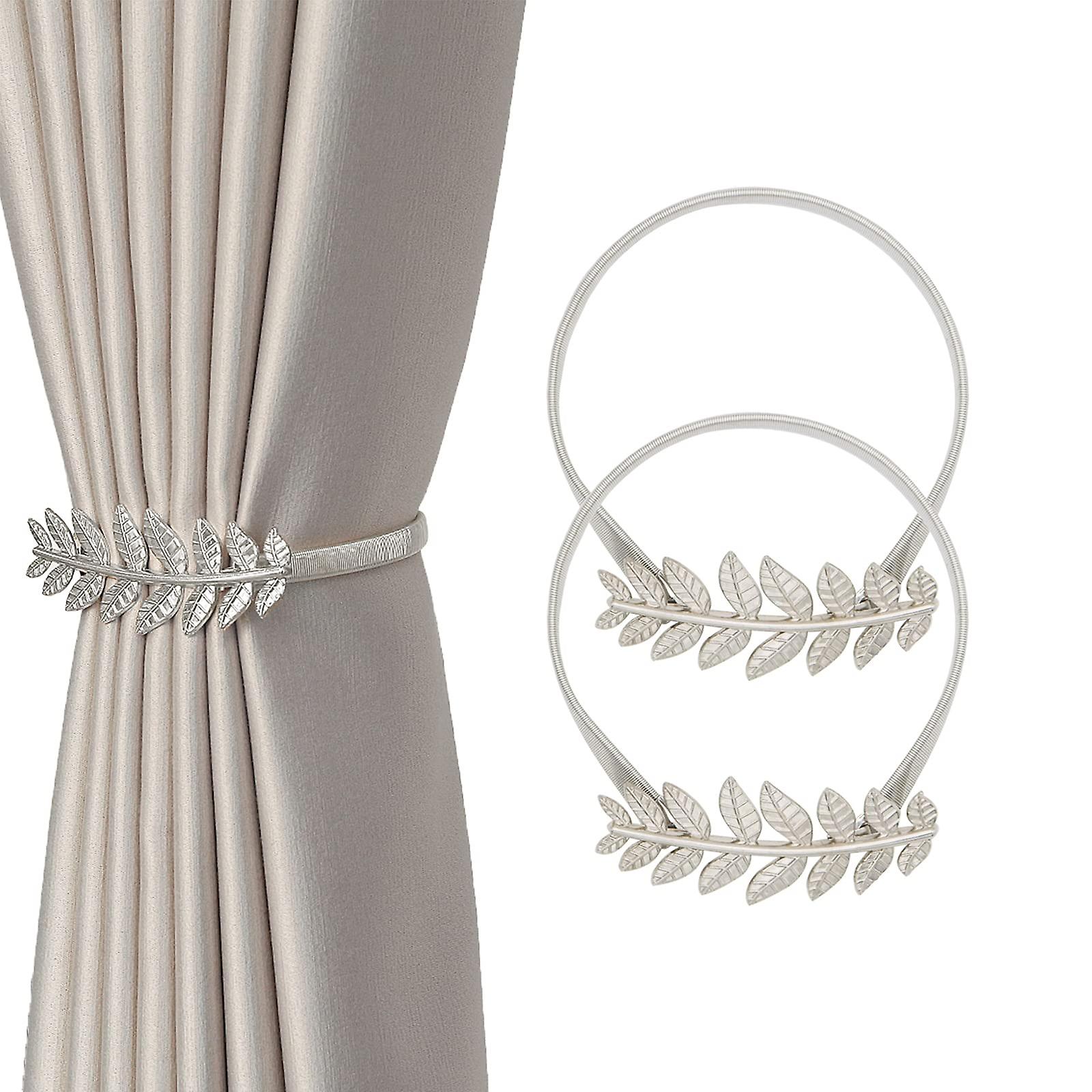 2pcs Curtain Tiebacks, stropper hård legering, justerbar naturlig kvast rabat rem skjulte spænder