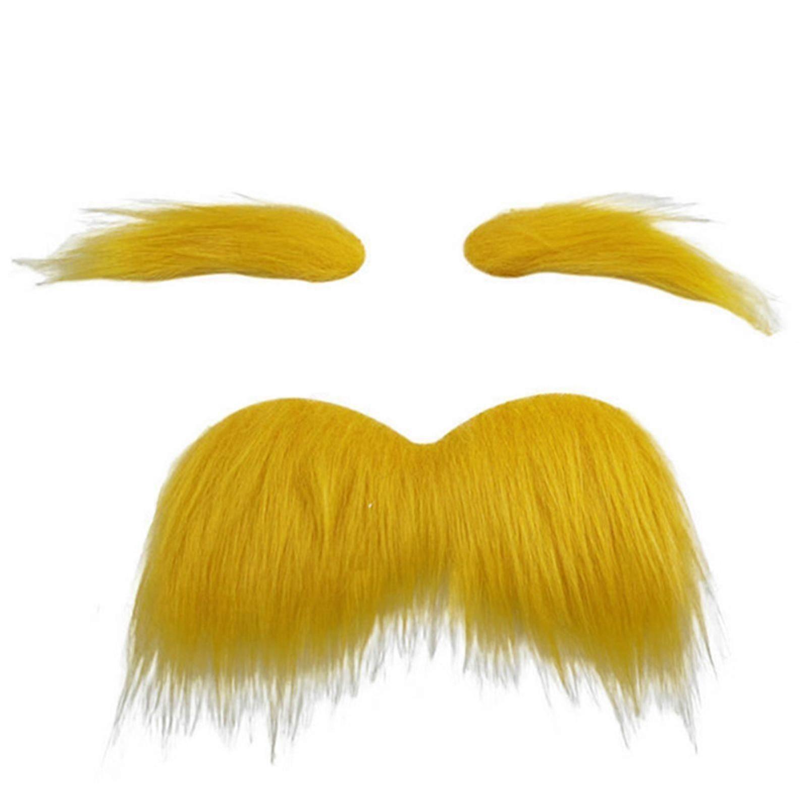 "Hauskat keltaiset herrasmiehen viikset ja kulmakarvat - 3-osainen itseliimautuva pukurekvisiitta naamiaisiin, pukeutumiseen ja cosplayhin"