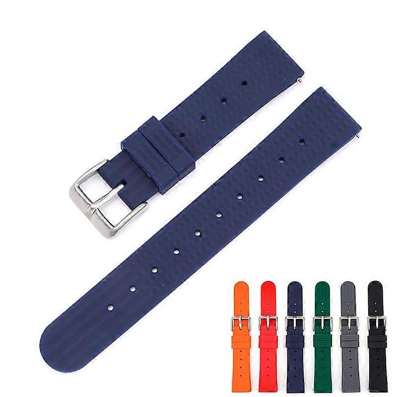 Quick Release 22mm Rubber Band for Seiko Prospex SKX Diver Watches, Waffle Rubber Strap with Buckle, Multiple Colors Available
