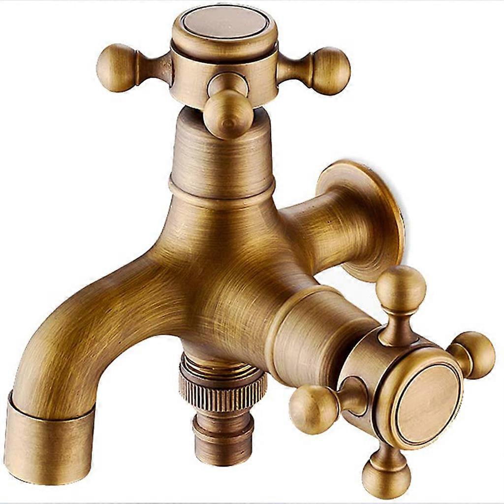 Vintage Water Tap European Style Wall Mounted Water Faucet Single for Cross Handle Antique Water Control Sink Faucet Lux