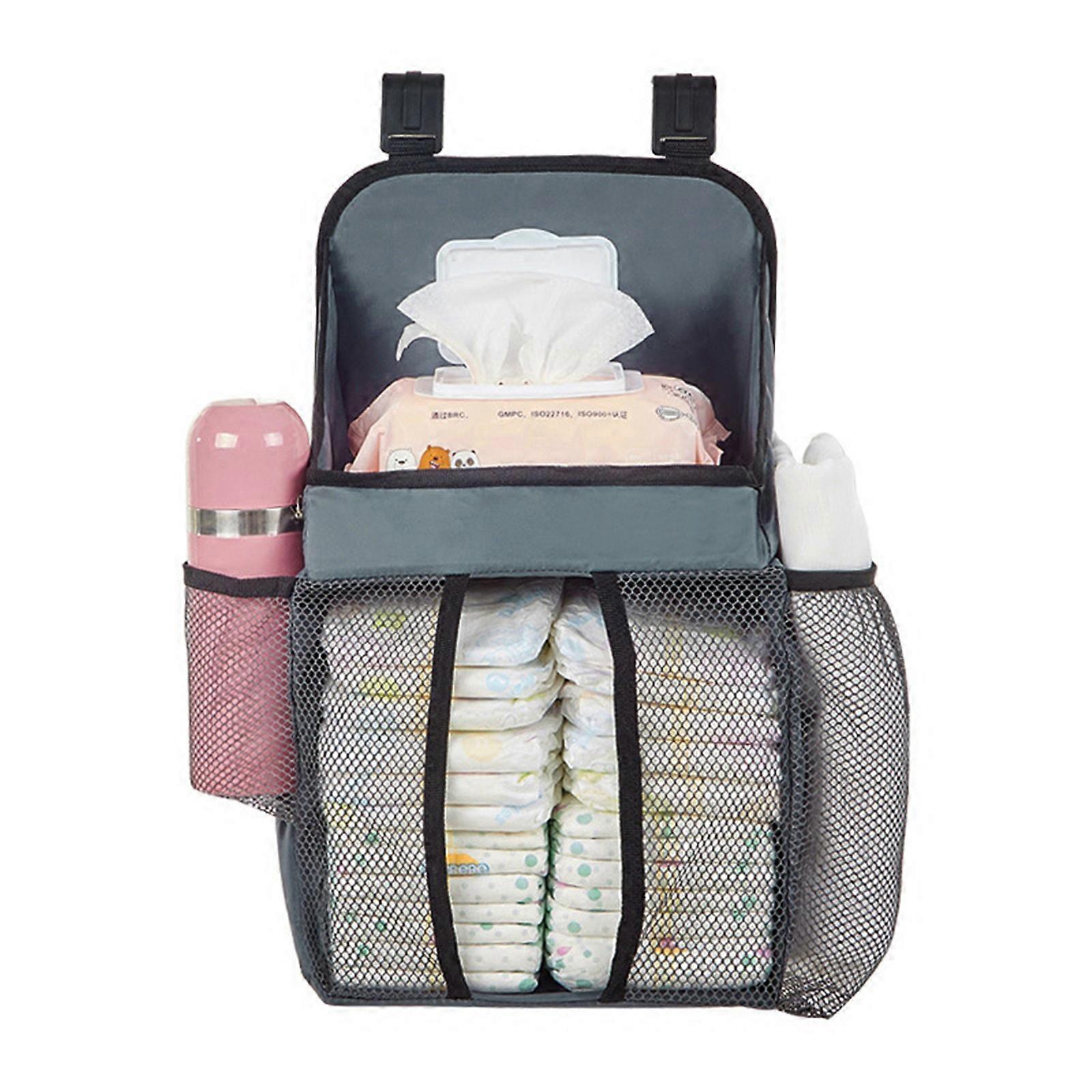 Spjälsängsorganisatör Spjälsängshängande förvaringsväska Babykläder Caddy Organizer för Essentials Sängkläder Blöjblöjväska Flerfärgad