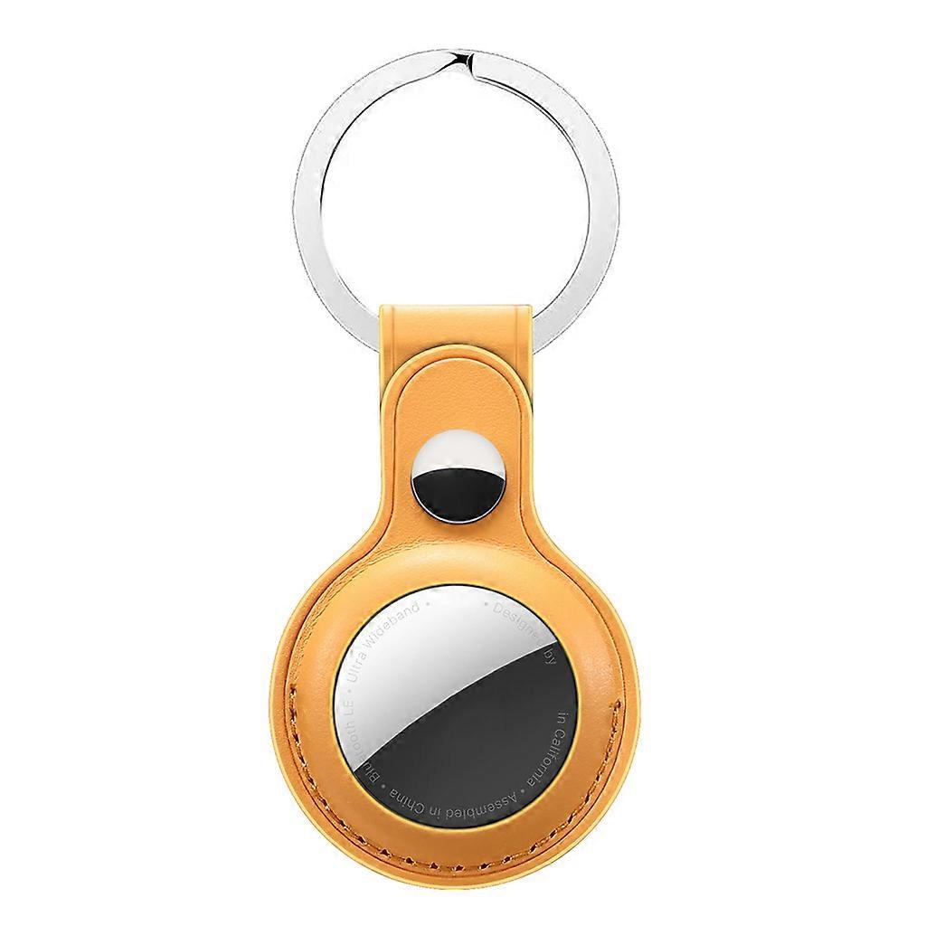 Soft PU Leather for Case Suitable for AirTags, Portable Scratch Resistant Protective Cover Skin for AirTags Subtilis yellow