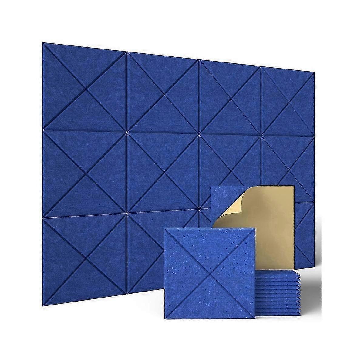 12 Pack X-Lined Acoustic Panels with Self-Adhesive,12x12x0.4In Sound Proof Foam Panels,Decorative S