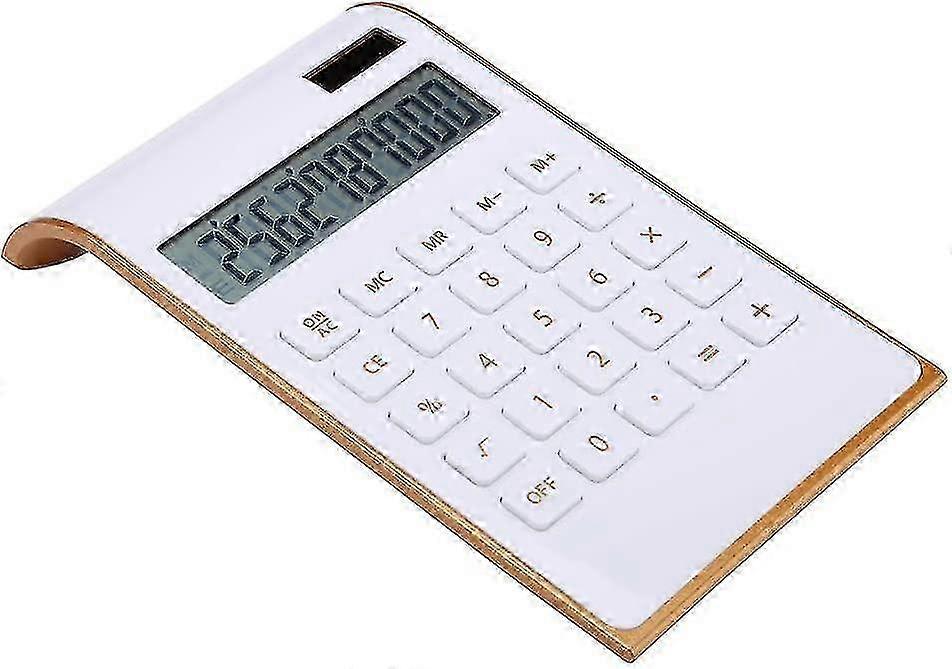 Basic Calculator with 10 Digits, Solar and Battery Powered, Suitable for Various Uses, Color: White