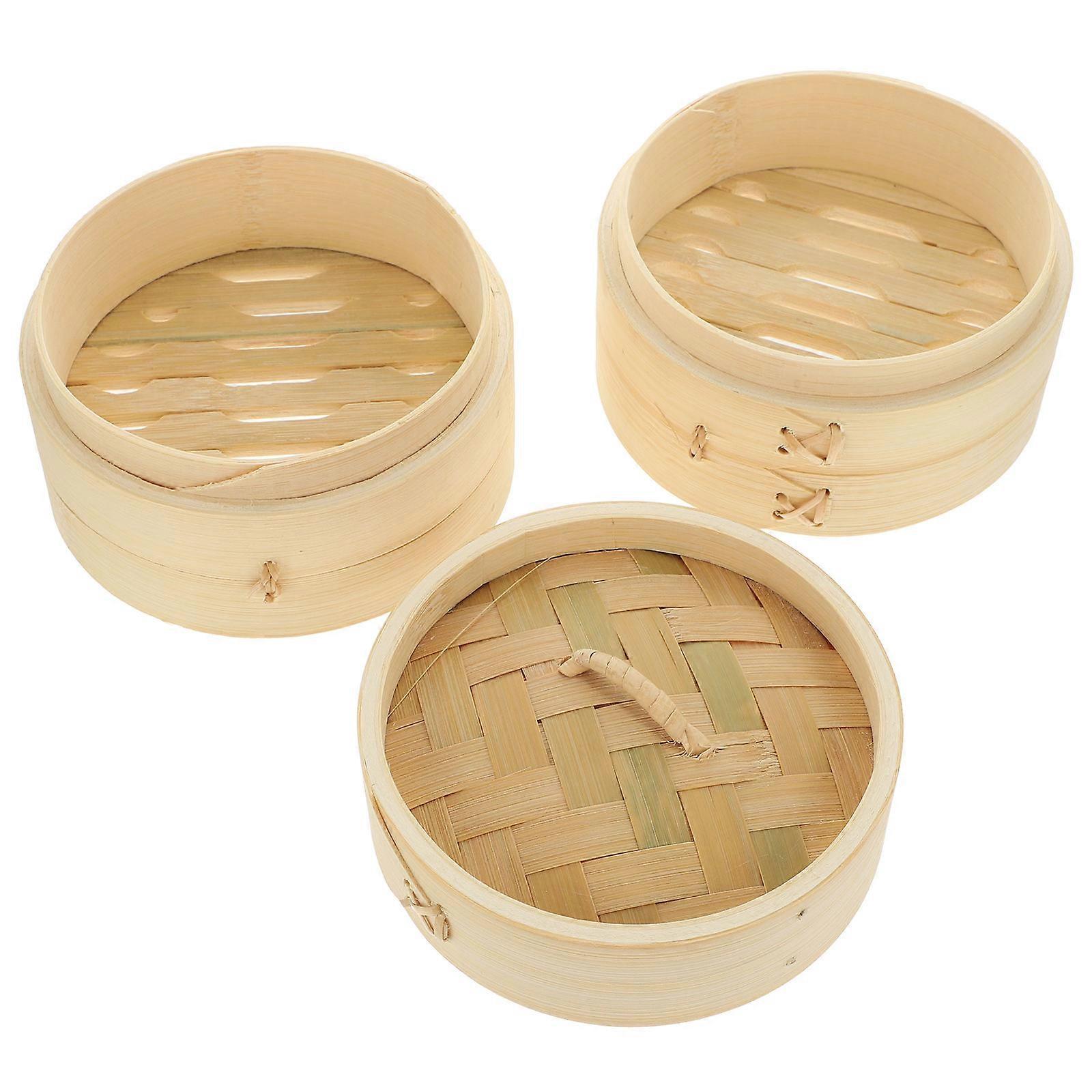 1 Set Chinese Bamboo Steamer Bamboo Food Steamer with Lid Kitchen Cookware
