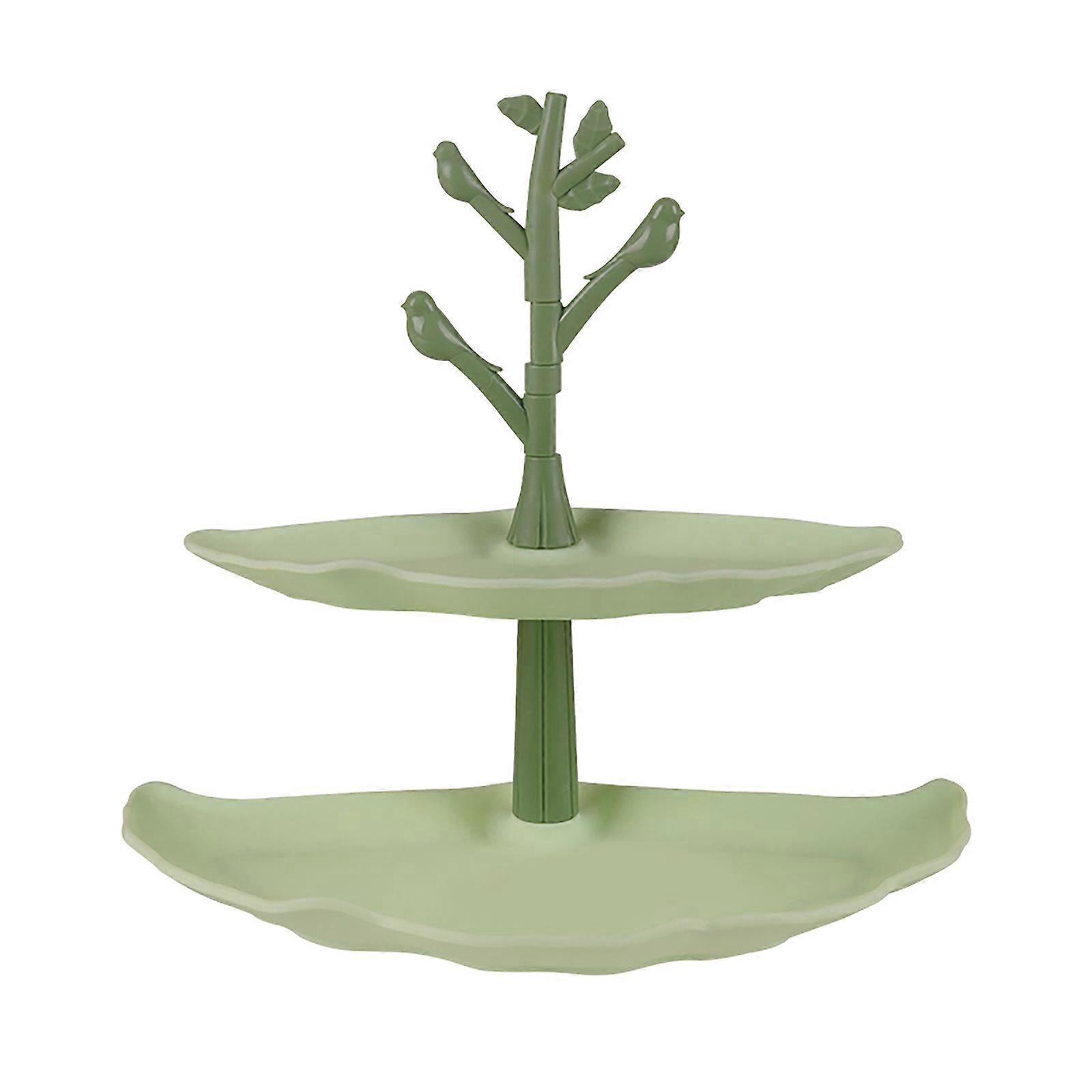 Mint Green Two-Tier Snack and Nut Tray Decorative Storage Stand Lightweight Plastic Fruit Holder Multi-Purpose Cosmetic and Accessory Organiser for Di