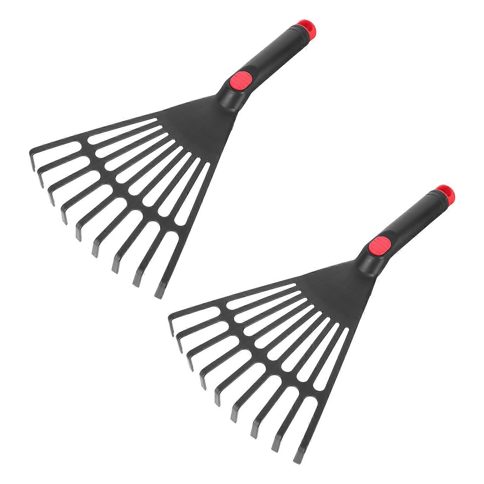 2Pcs Durable Plastic Rakes for Gardening Grass and Leaf Cleanup