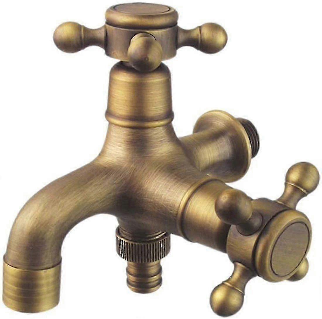 Double Drain Garden Faucet in Antique Style with Dual Ball Design for Garden and Washing Applications