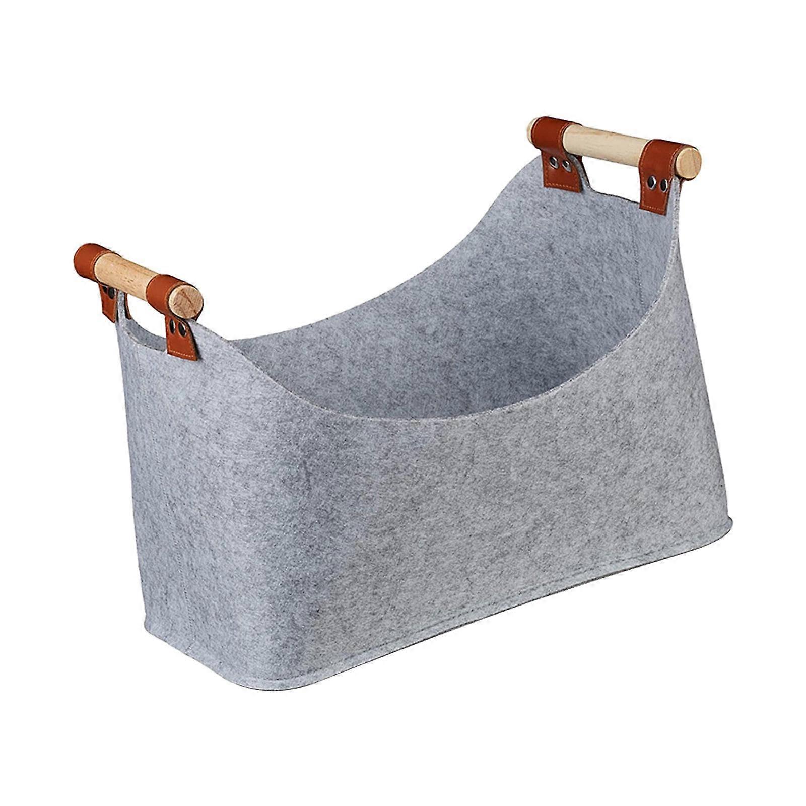 Felt firewood bag, durable, sturdy, foldable, gray, 45x32x40cm