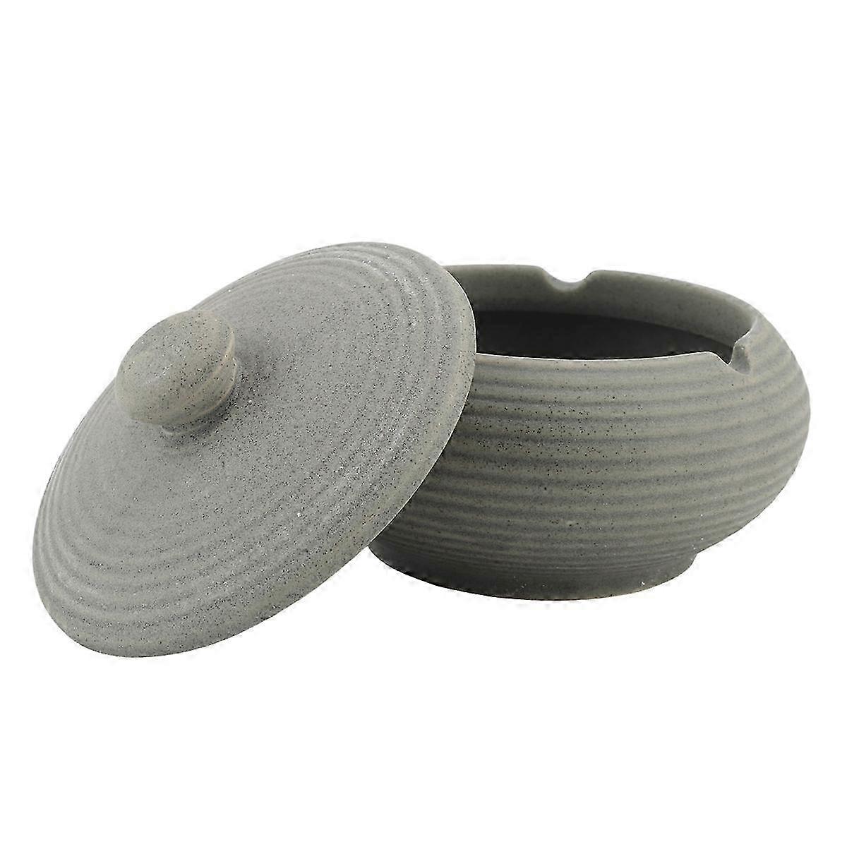 Ceramic Ashtray with Windproof Lid for Indoor Outdoor Use -Light Blue