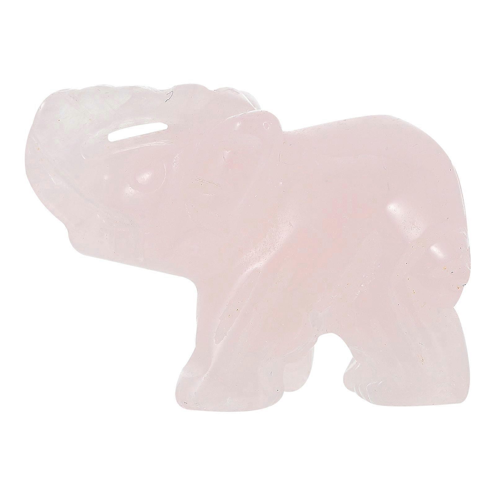 Small Elephant Desk Decor Pink Crystal Stone 4.5x2x2.5cm 1Pcs