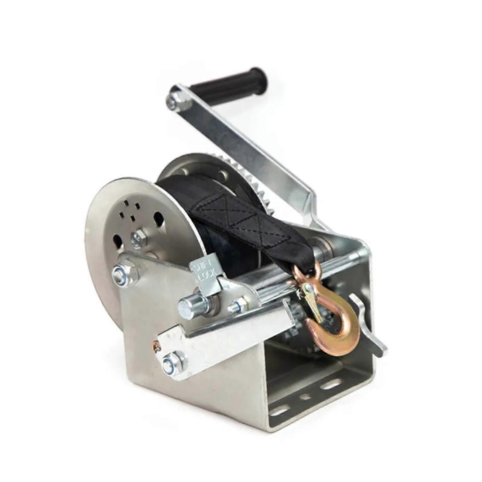 Hand winch, 2 Dual Speed winch 3200LBS hand winch with hand brake trailer winch for boat with strap for material handling Ref: 3482