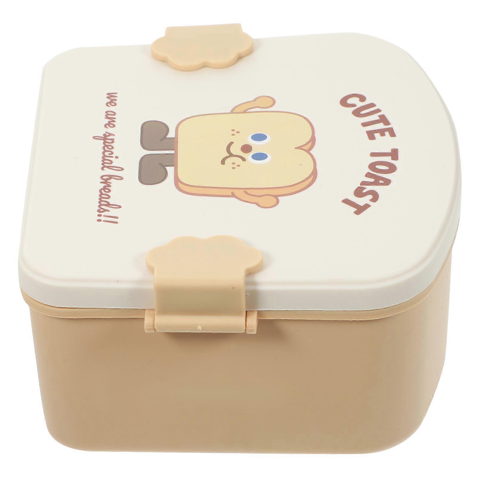 Portable Divided Lunch Box Picnic Students Multi-Compartment For Different Foods Prevent Spilling 16.2X15.3X8.7CM 1Pack