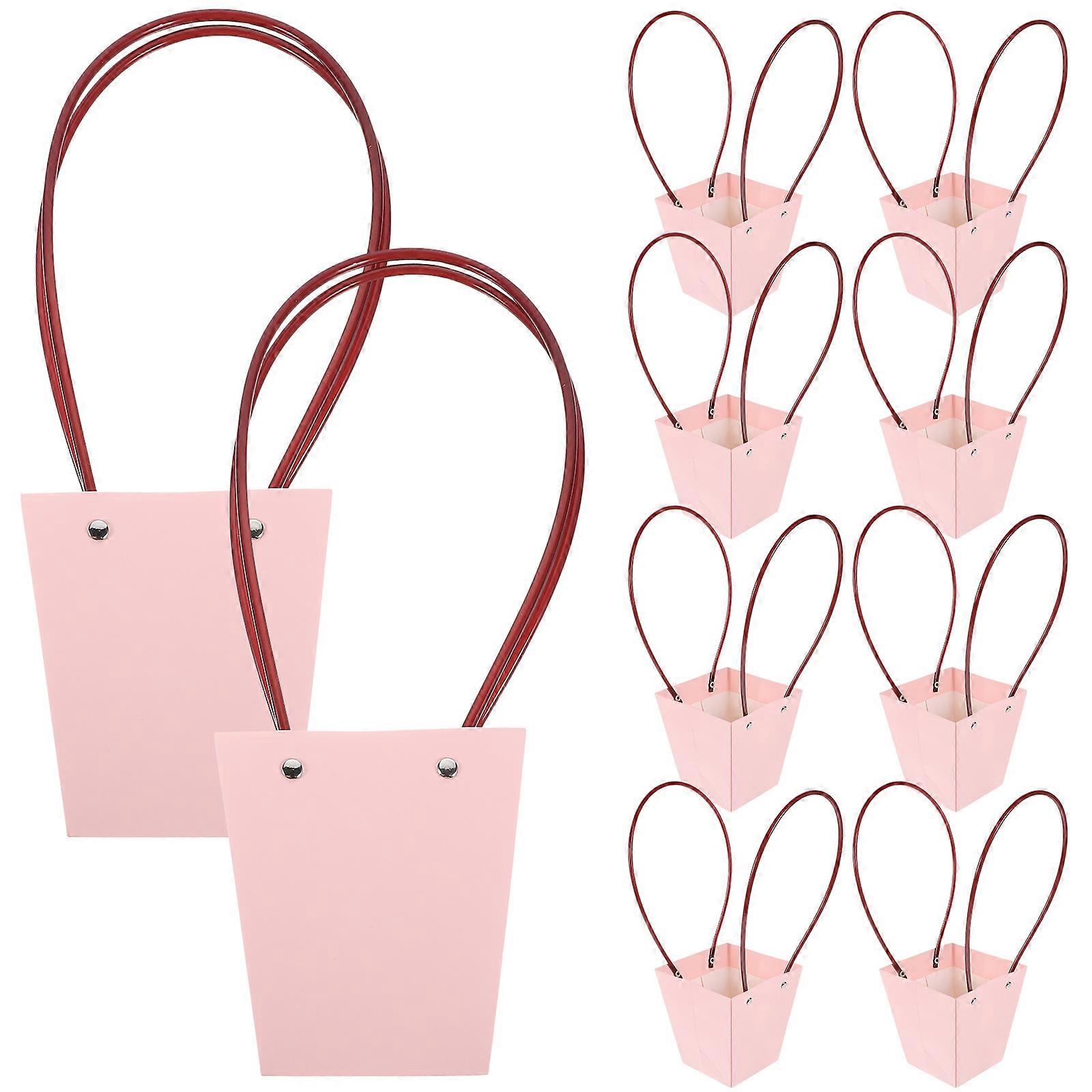 10pcs Flower Bouquet Bags with Handle – Durable Odor Resistant Packaging for Floral Arrangements, Gift Baskets, Party Favors, Valentine’s Day and