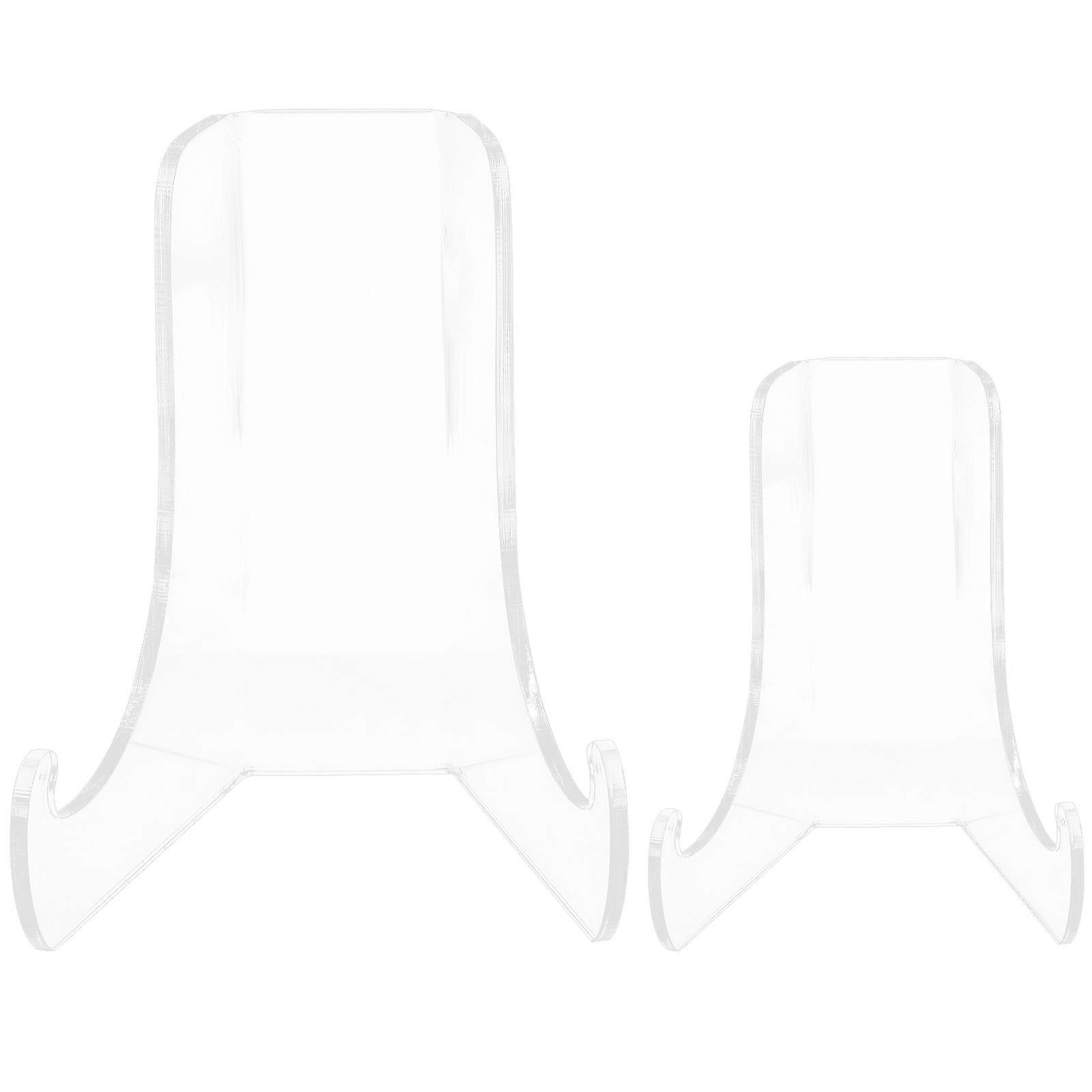 Acrylic Display Stand Easel for Plates Artwork Transparent Flat Back Holder for Crafts Small Medium Collection Kitchen Dining Room Cabinet
