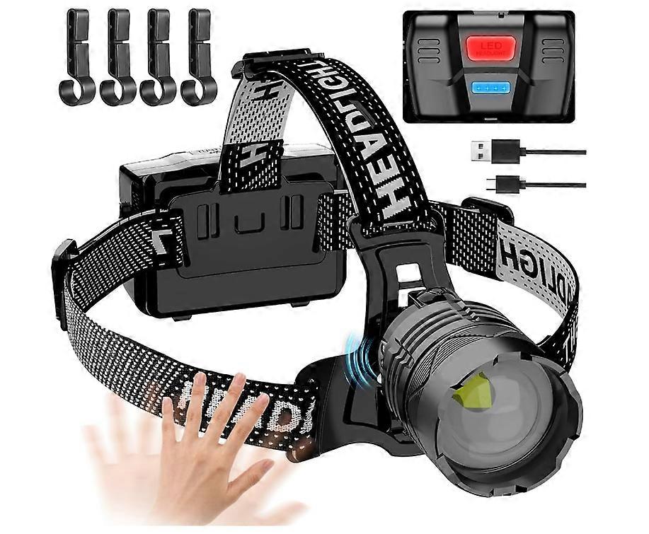 LED Head Torch 20000 Lumens, Super Bright Headlamp with 3 Light Modes & Motion Sensor for Camping, Running, Hiking(Black)