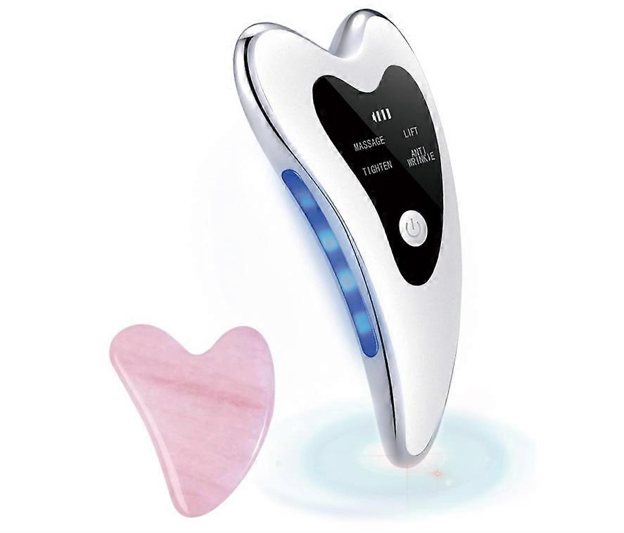 Upgraded Facial Body Massager Tool, Face Device Gua Sha Electric, Face Scraper Massager with Vibration Heat, Facial Lifting Machine(White)