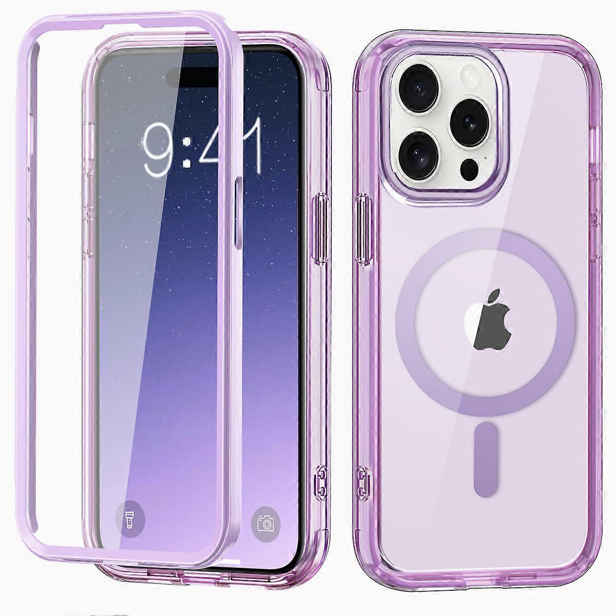 IPhone 15 Pro Max Case,Compatible With MagSafe,Shockproof Protective Case,Scratch-Resistant Back Cover-Purple