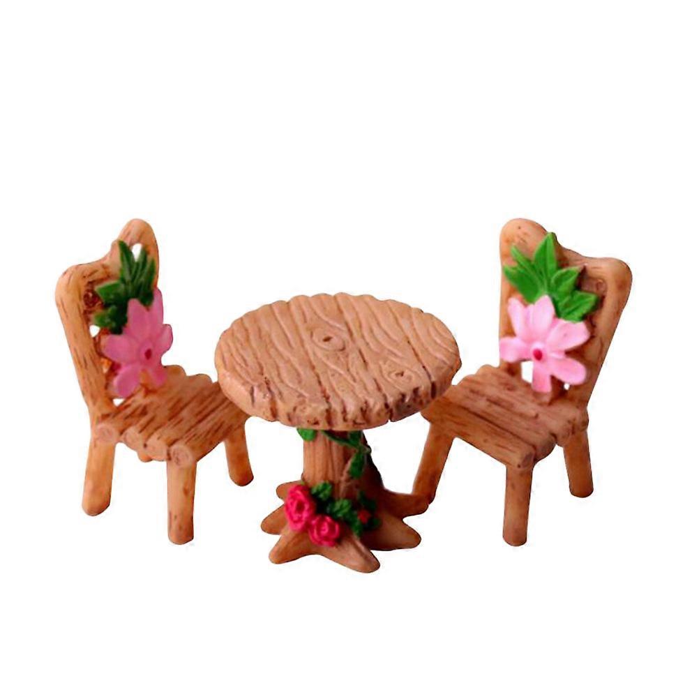 Miniature Accessories Resin Table and Chairs Shape Miniature Design for Desktop Ornament 3*3*3cm 1 Set