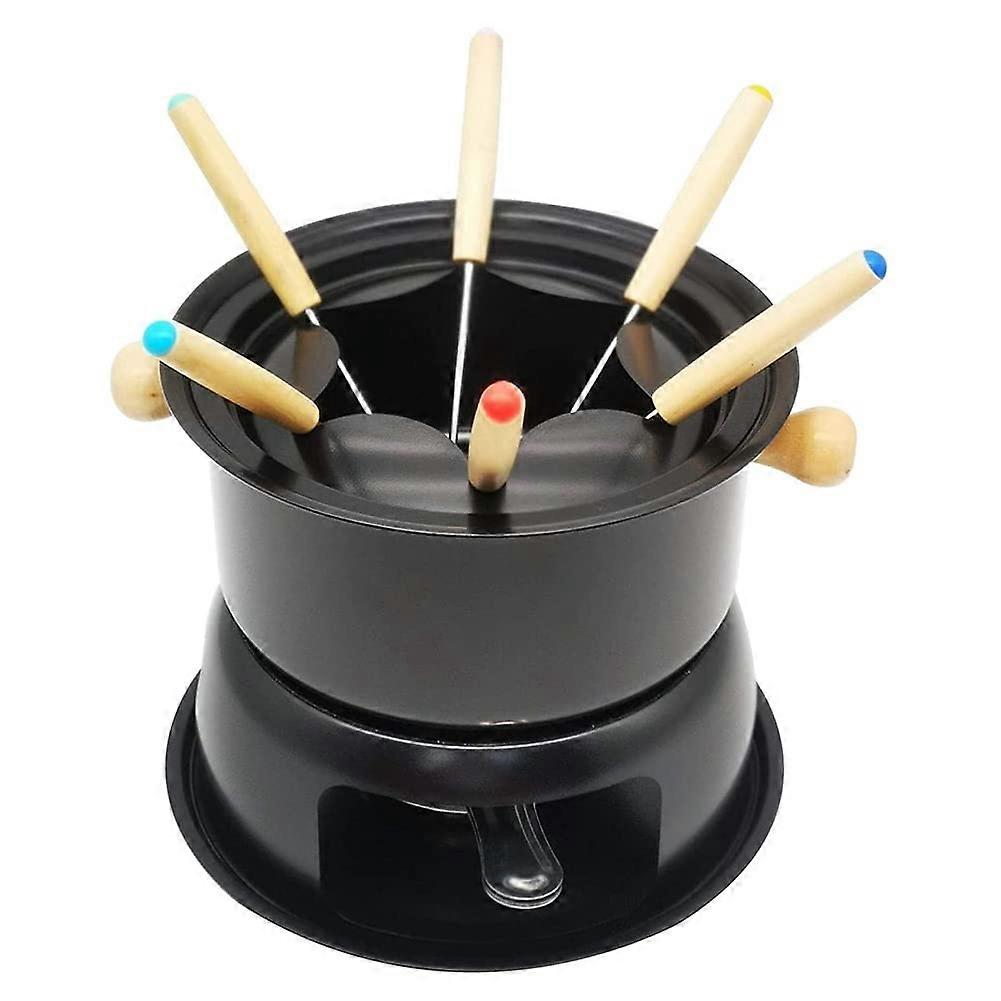 Mini Stainless Steel Fondue Pot Set Cheese Chocolate Fondue with 6 Forks, Dippable and Removable Pot for Melting Sweet Sauce. Ref: 5184