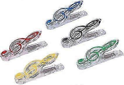 Plastic music stand sheet music book page clip clip high note eighth note small seedling transparent clip 5 pack