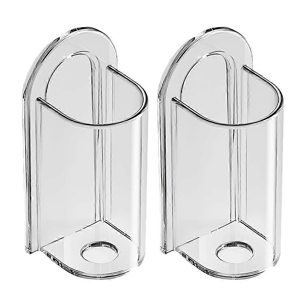 Tooth Brush Holder For Bathroom Wall Mounted Punch Free Storage Rectangular Simple Style 2Pcs