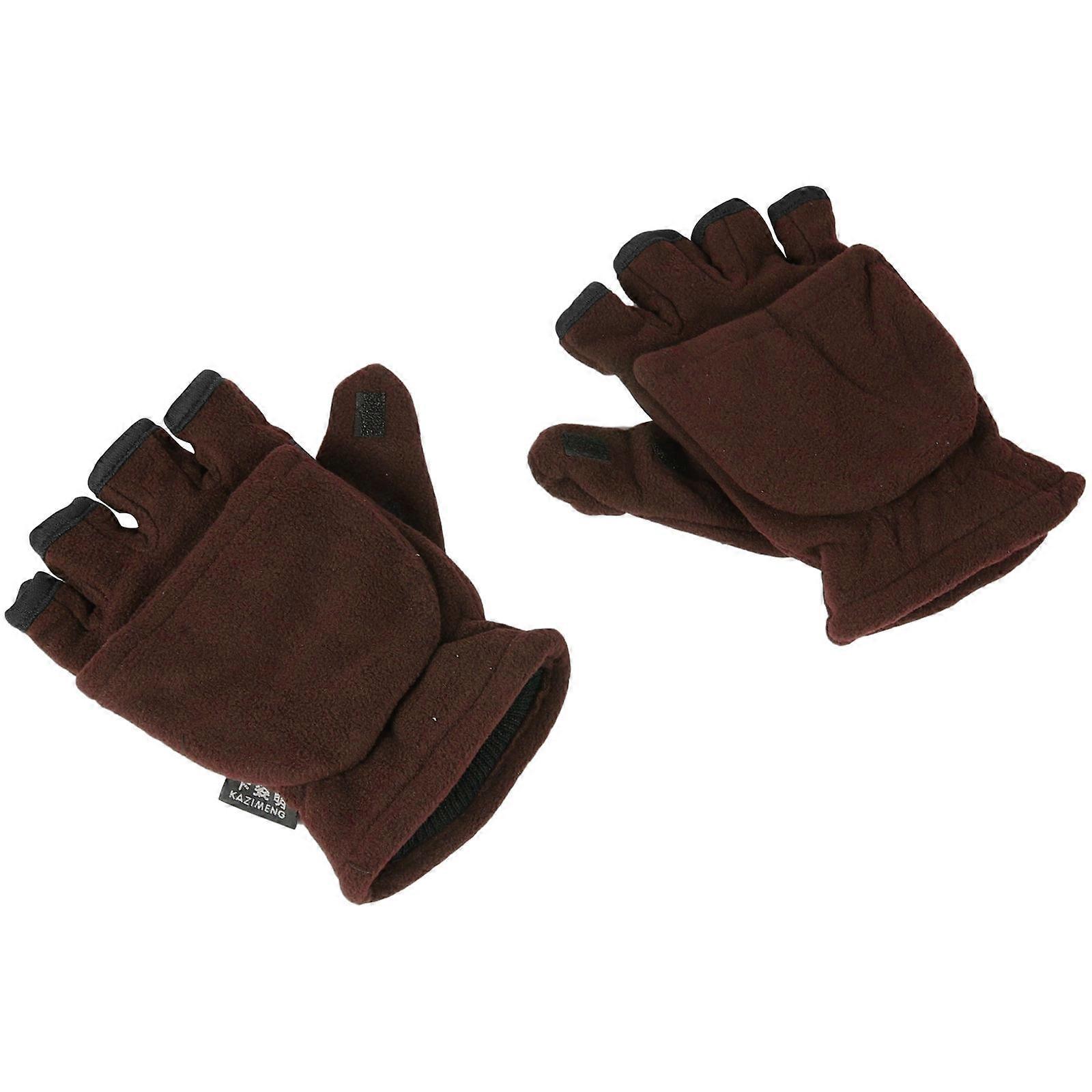 Fingerless Gloves for Men Thermal Double Layer Fleece Mittens for Riding Touchscreen Compatible 1 Pair