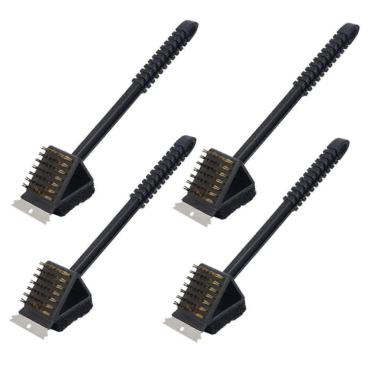 4 pieces BBQ grill cleaner cleaning brush with scraper ergonomic and durable material for grill types to efficiently andly clean