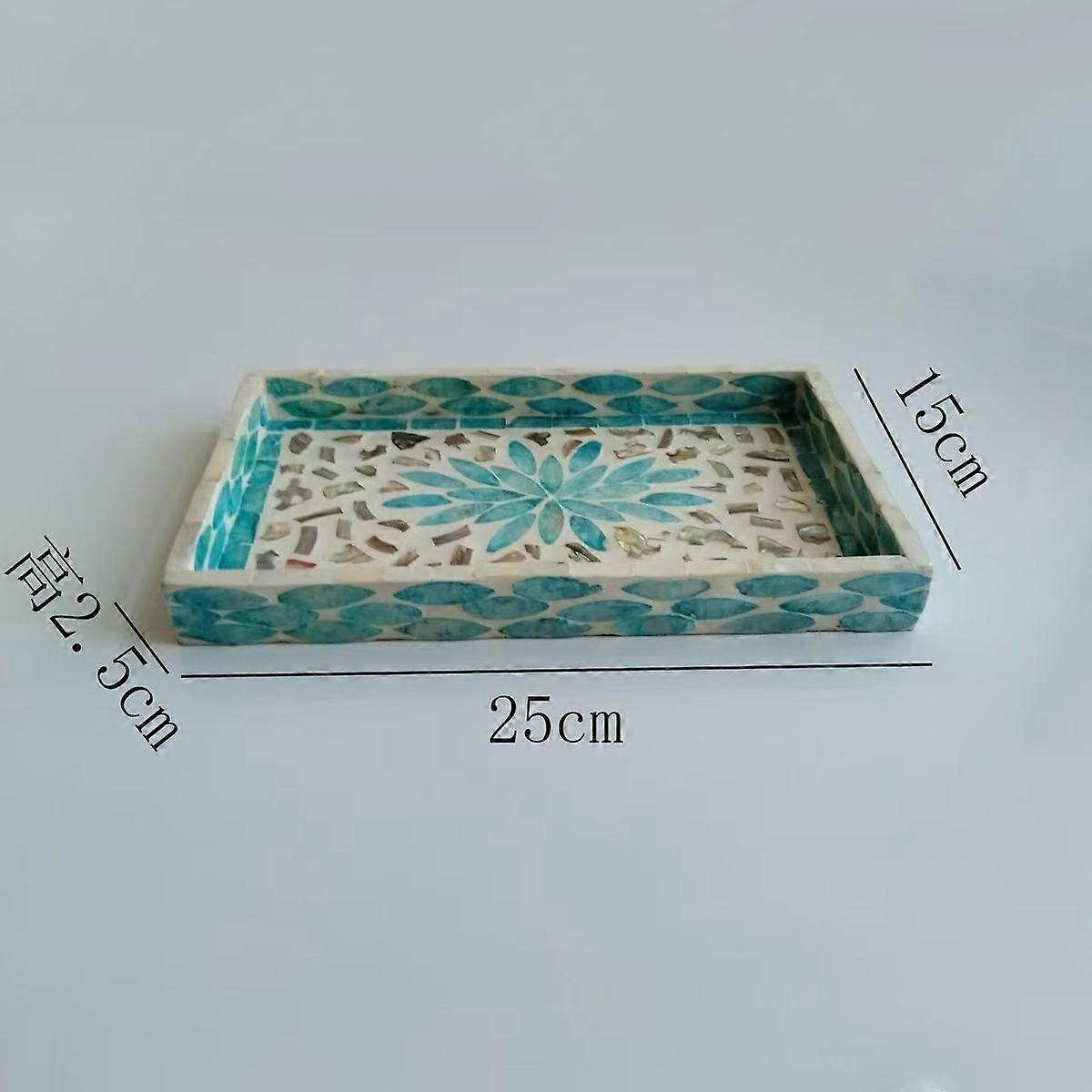Rectangular all-shell hand-inlaid tray for snack and nut storage