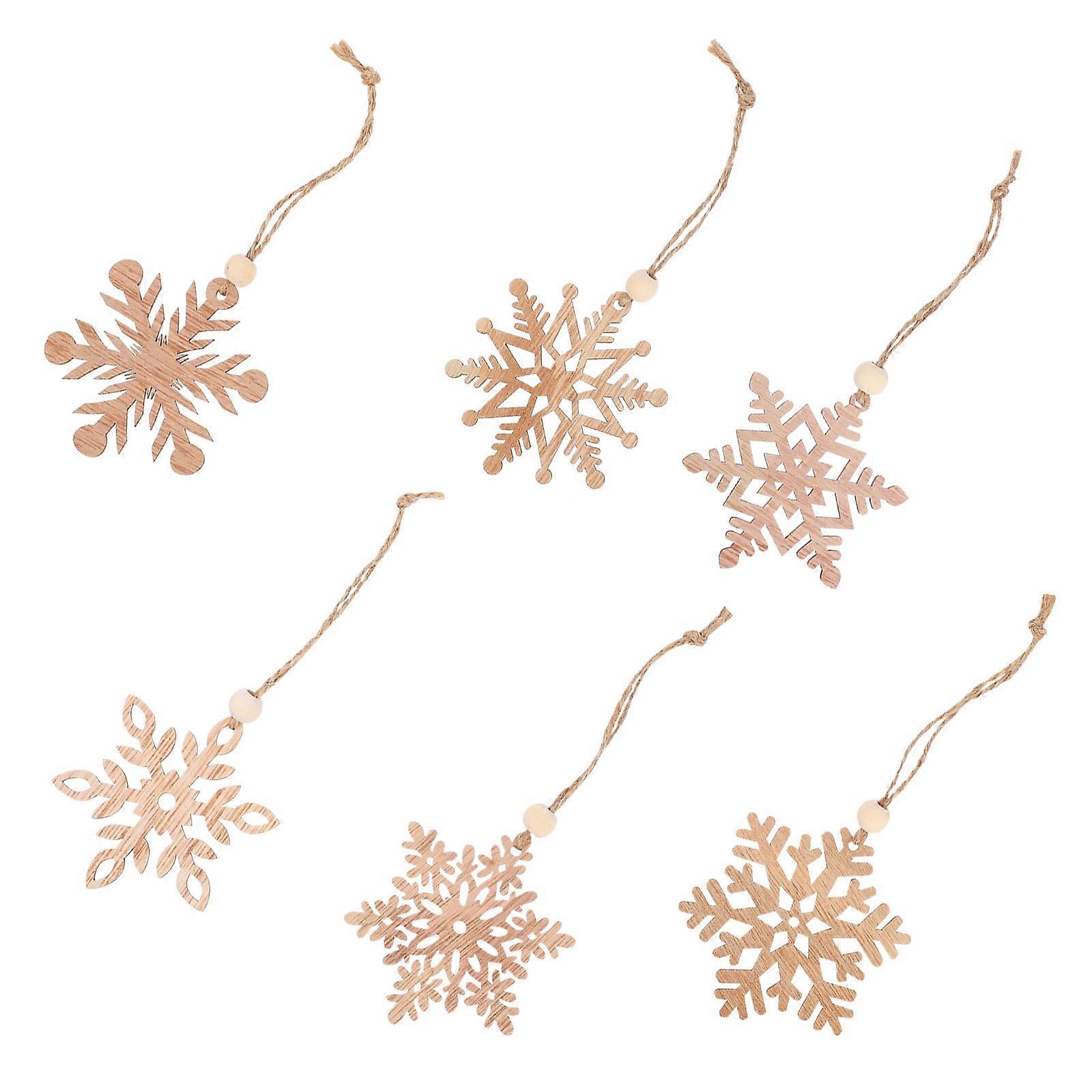 Snowflake Decorations Snowflake Ornament Festive Atmosphere Hanging Light Brown 7x7x0.3cm 6Pcs