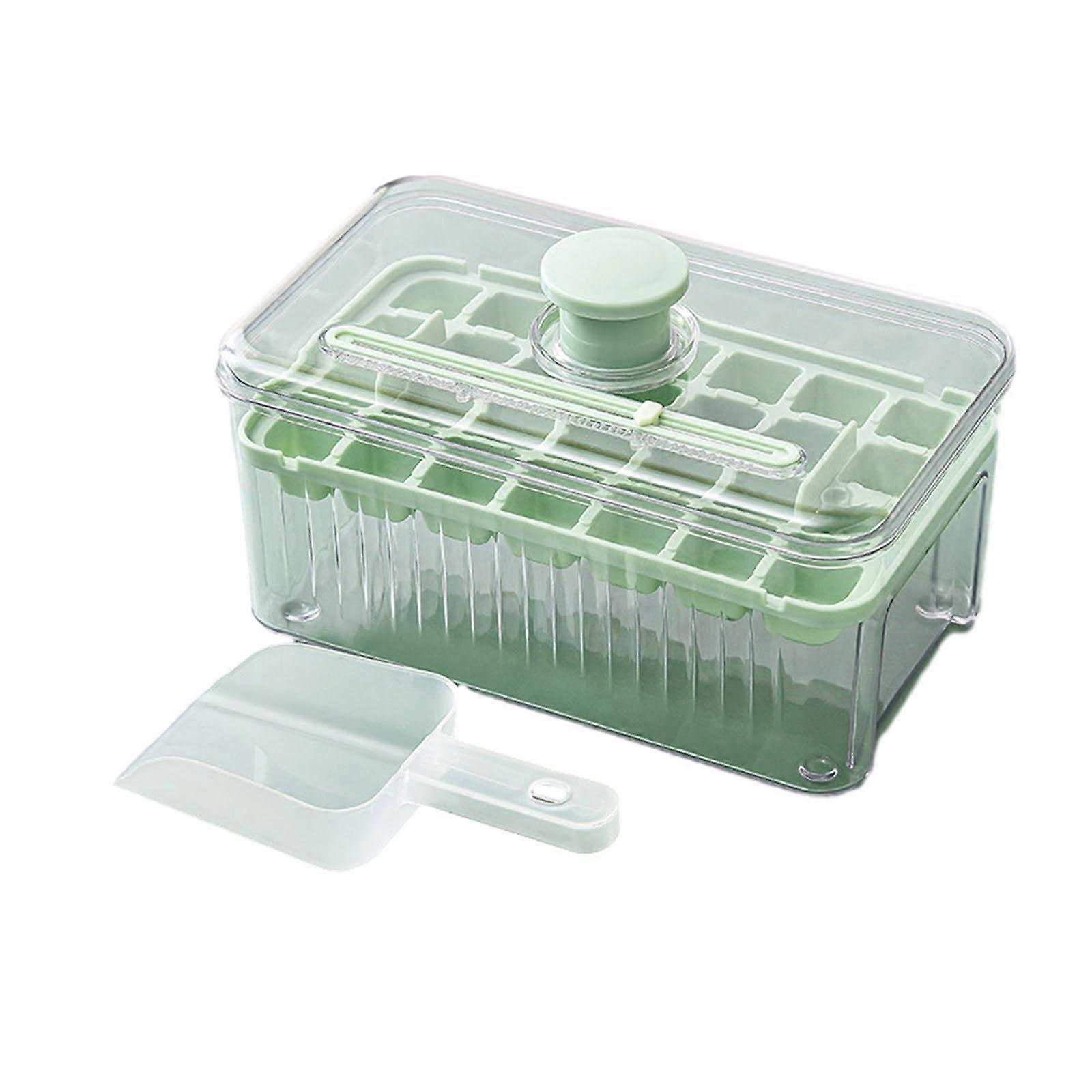Trendy and Novel Household Press Ice Box Push Out Ice Grid Ice Storage Box Light Green Single Layer