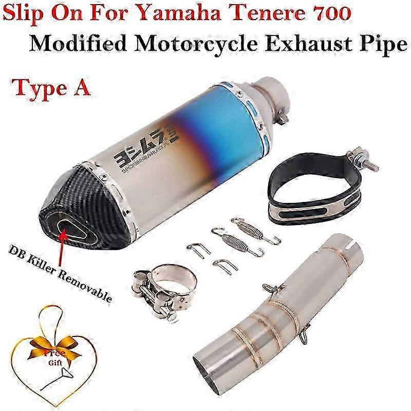 For compatible motorcycle exhaust system for certain brand Tenere700 XTZ700 2019 2020 2022 with slip-on and middle link pipe DB killer