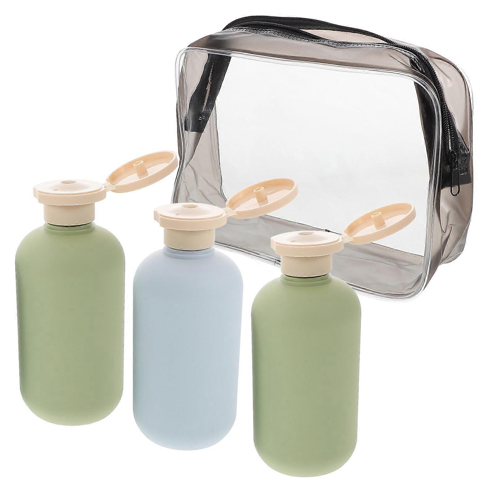 3pcs Leak Proof Squeezable Travel Bottles for Shampoo, Conditioner & Lotion – Portable Toiletry Containers with Clear Carry Bag