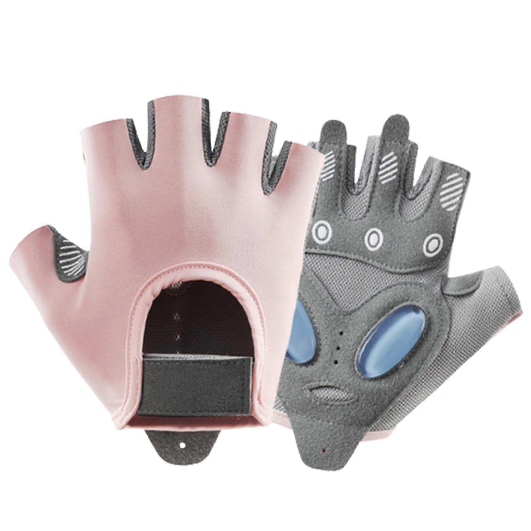 Women's NonSlip Liquid Silicone HalfFinger Gym Gloves – Shockproof, Breathable Weight Lifting Gloves for Training, Exercise, and Cycling (Size L)