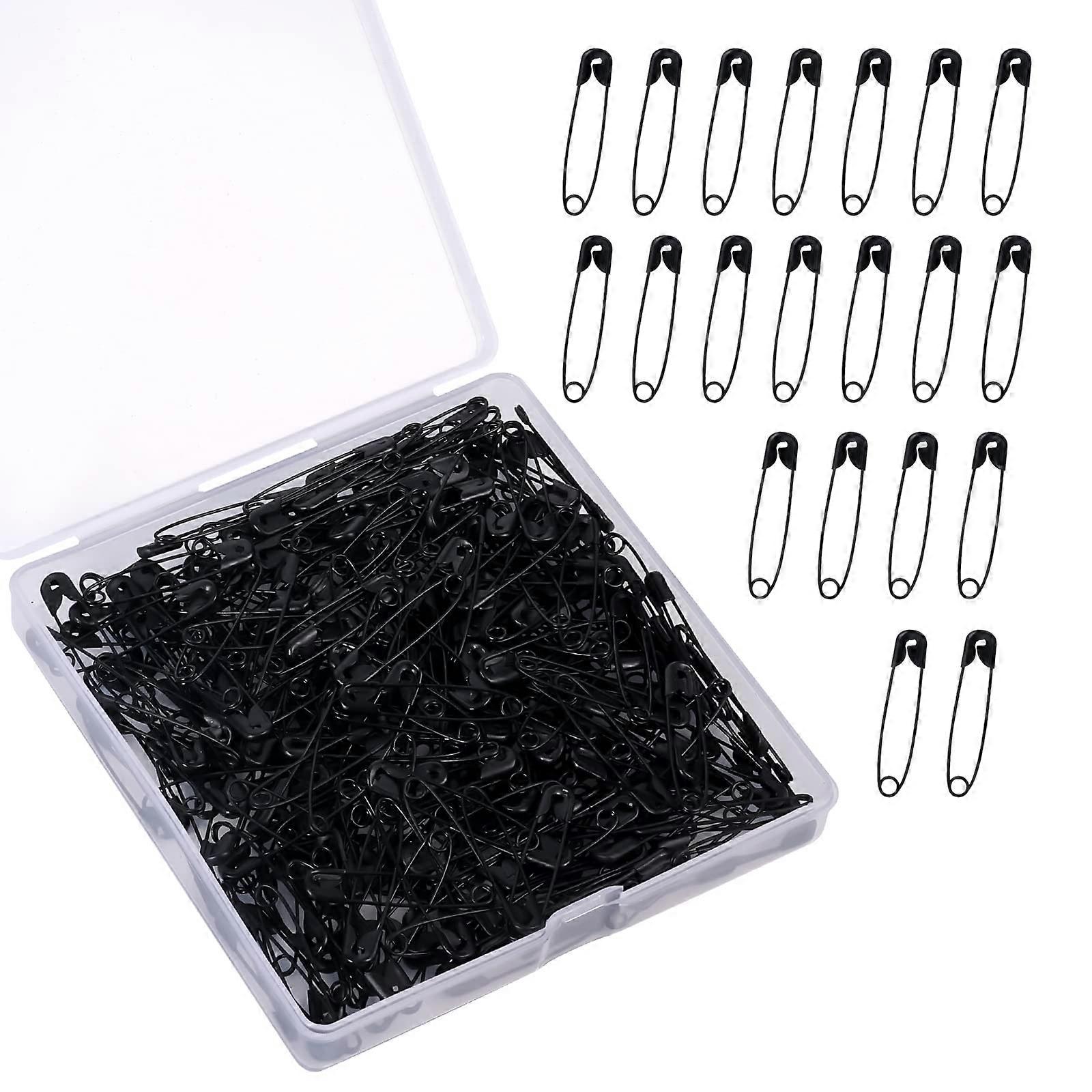 Safety Pins Pack of 300, 32 mm Black Metal Safety Pins for Sewing, Crafting, Clothing and Jewelry Making