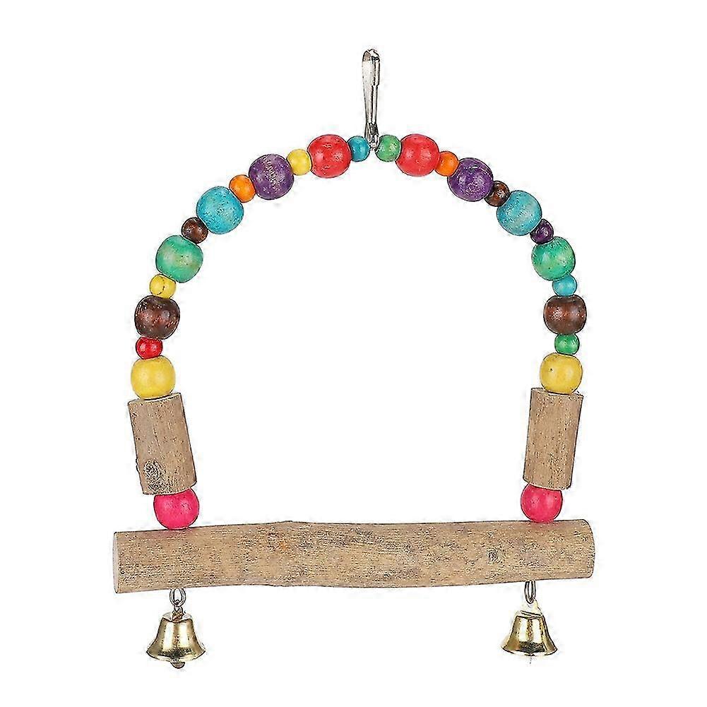 Wooden Parrot Swing with Hook for Small and Medium Pets Playing and Biting